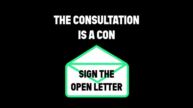 Image reads "The Consultation is a Con"